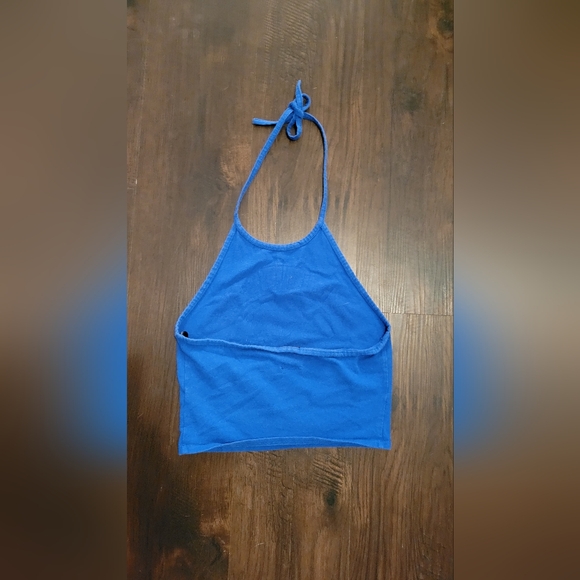 Forever 21 Guns and Roses Halter Crop Top | Size: Medium | Color: Blue - Picture 4 of 4